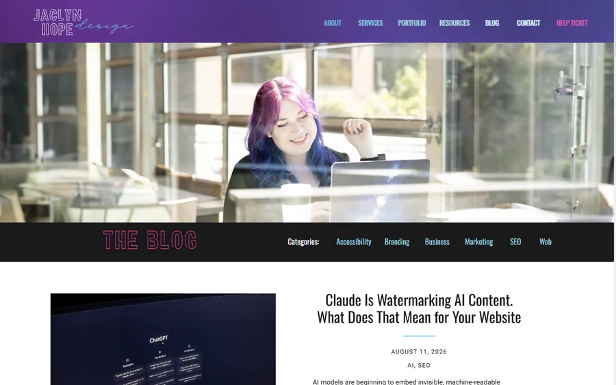 Blog index, desktop