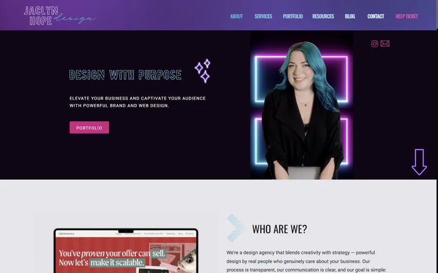 jaclynhope.com homepage, desktop