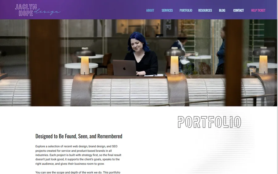 Portfolio page, desktop